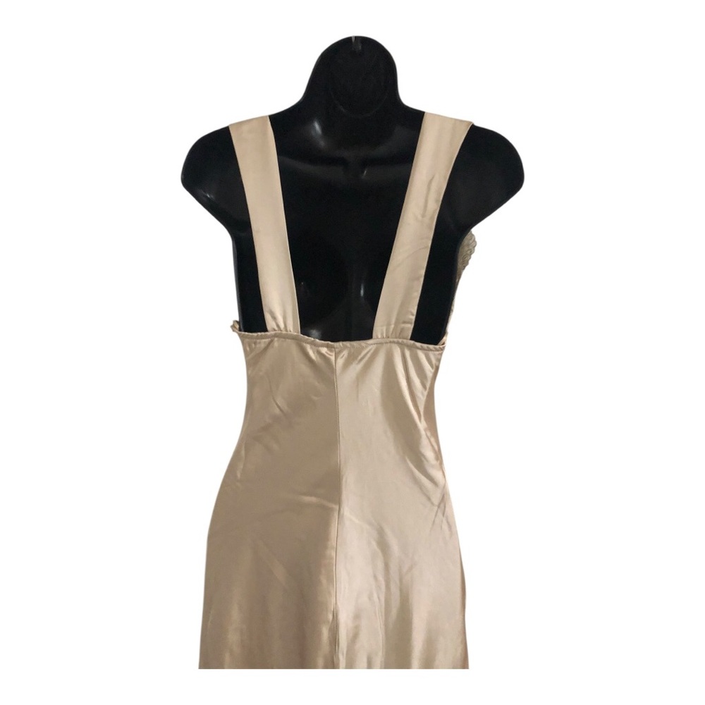 Sincerely jules champagne lace bodice plunge front satin effect dress size Large - Picture 16 of 17